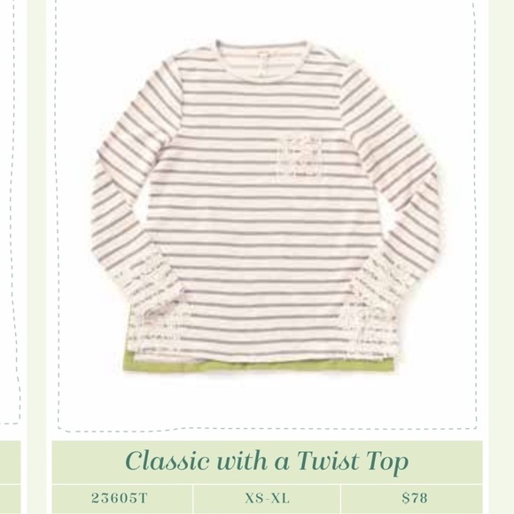 MATILDA JANE CLASSIC WITH A TWIST COTTON STRIPE FLORAL LACE PULLOVER TOP - Picture 2 of 16